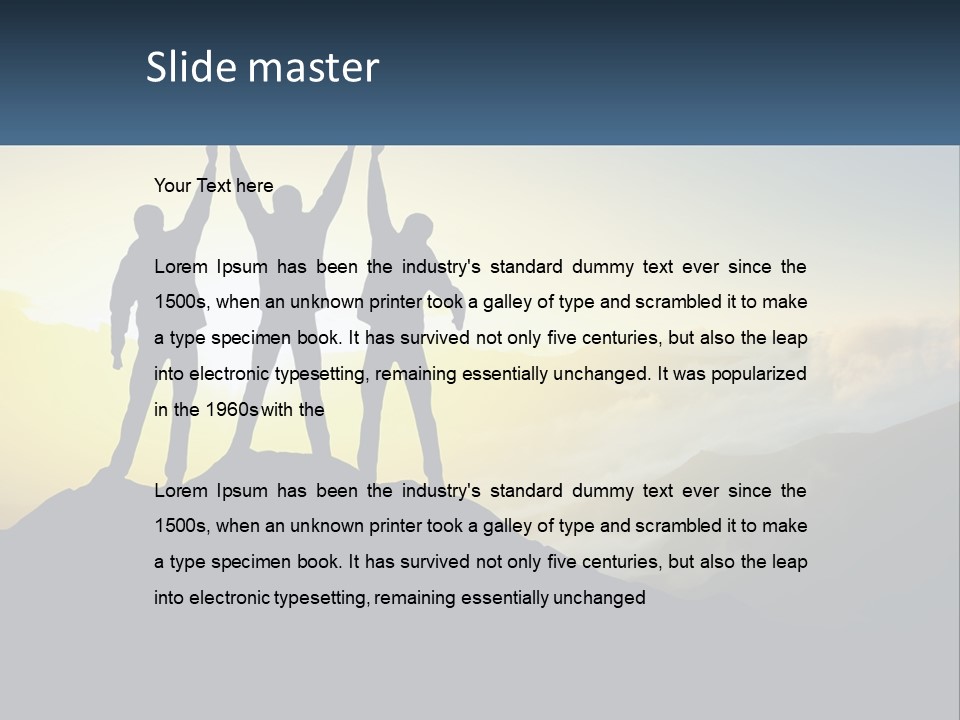 A Group Of People Standing On Top Of A Mountain PowerPoint Template