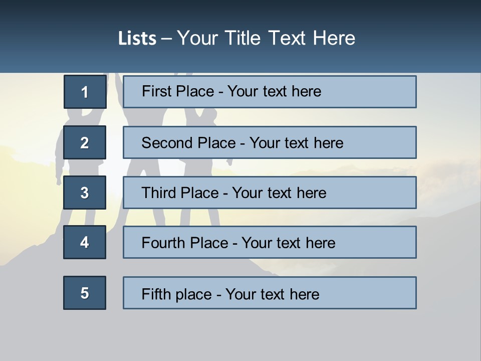 A Group Of People Standing On Top Of A Mountain PowerPoint Template