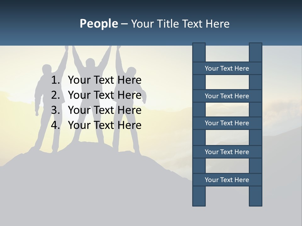 A Group Of People Standing On Top Of A Mountain PowerPoint Template