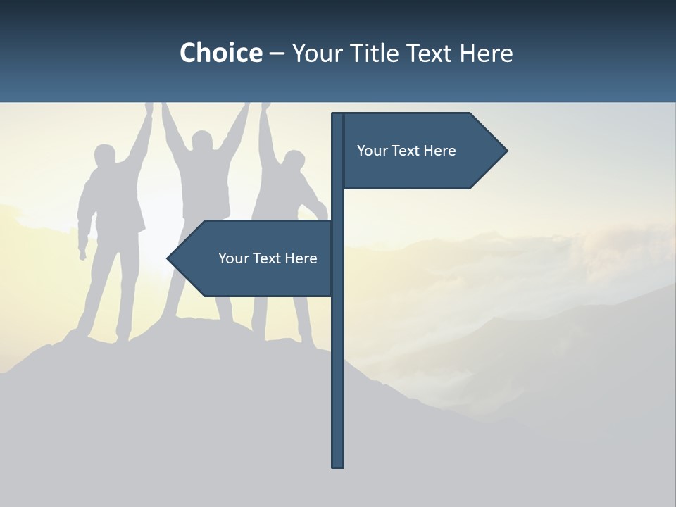 A Group Of People Standing On Top Of A Mountain PowerPoint Template