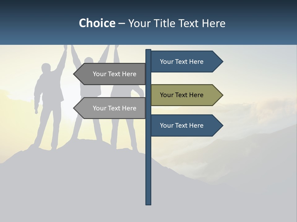 A Group Of People Standing On Top Of A Mountain PowerPoint Template