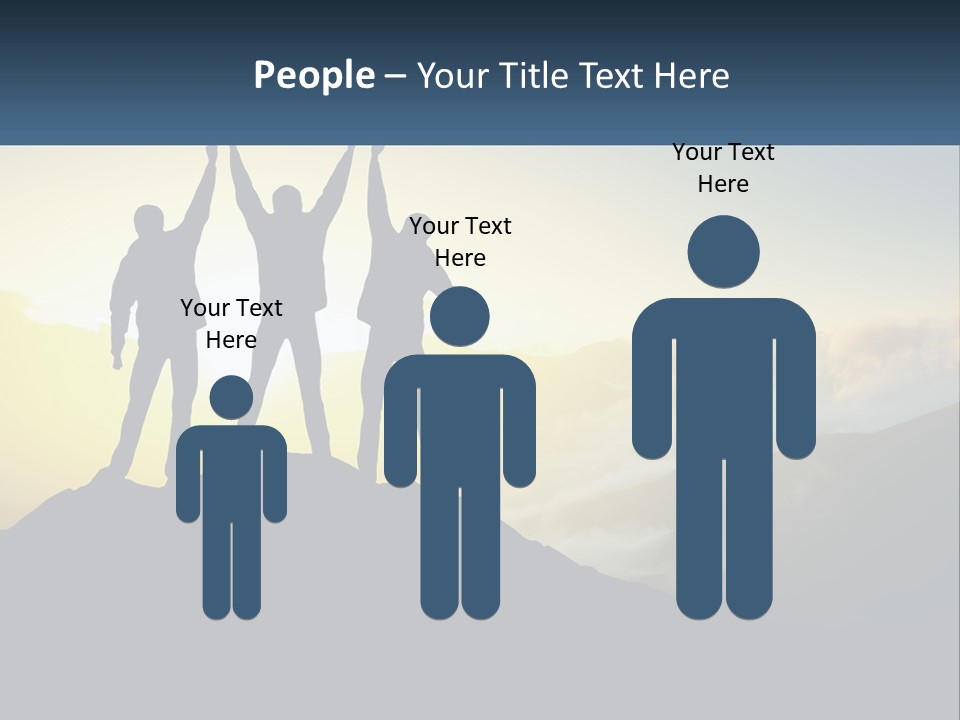 A Group Of People Standing On Top Of A Mountain PowerPoint Template