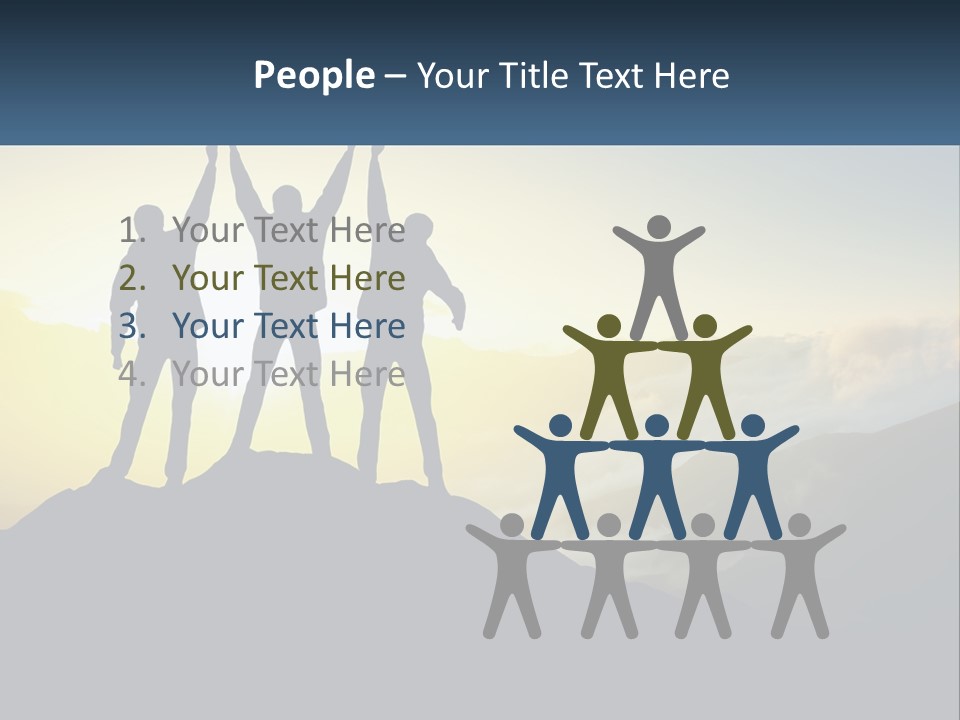 A Group Of People Standing On Top Of A Mountain PowerPoint Template