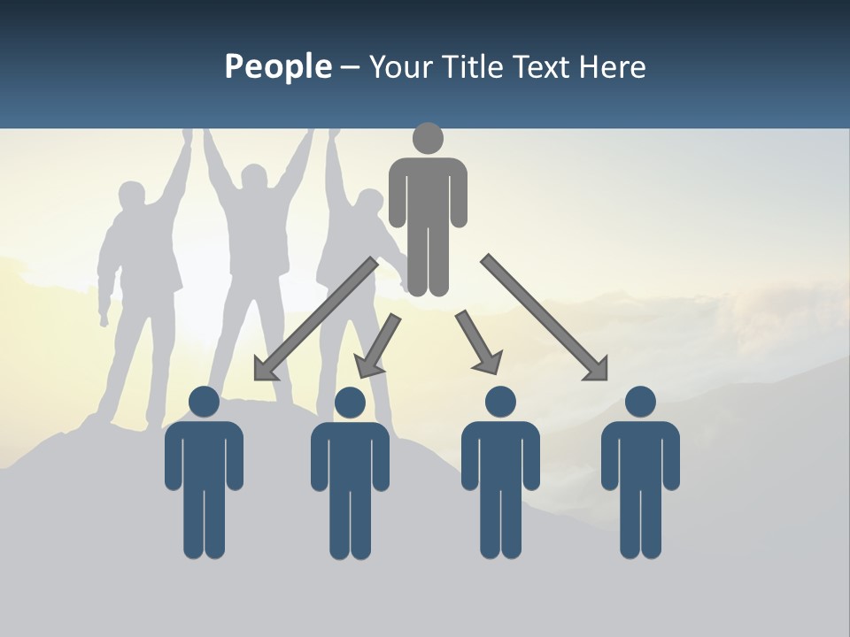 A Group Of People Standing On Top Of A Mountain PowerPoint Template