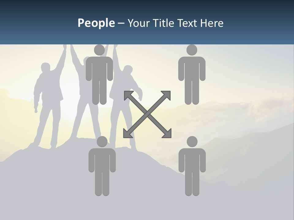 A Group Of People Standing On Top Of A Mountain PowerPoint Template