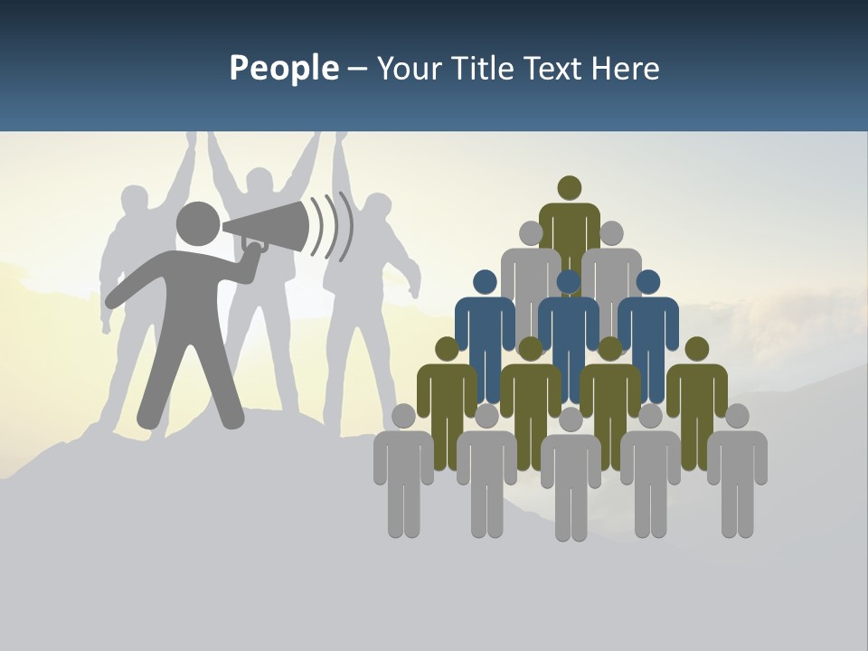 A Group Of People Standing On Top Of A Mountain PowerPoint Template