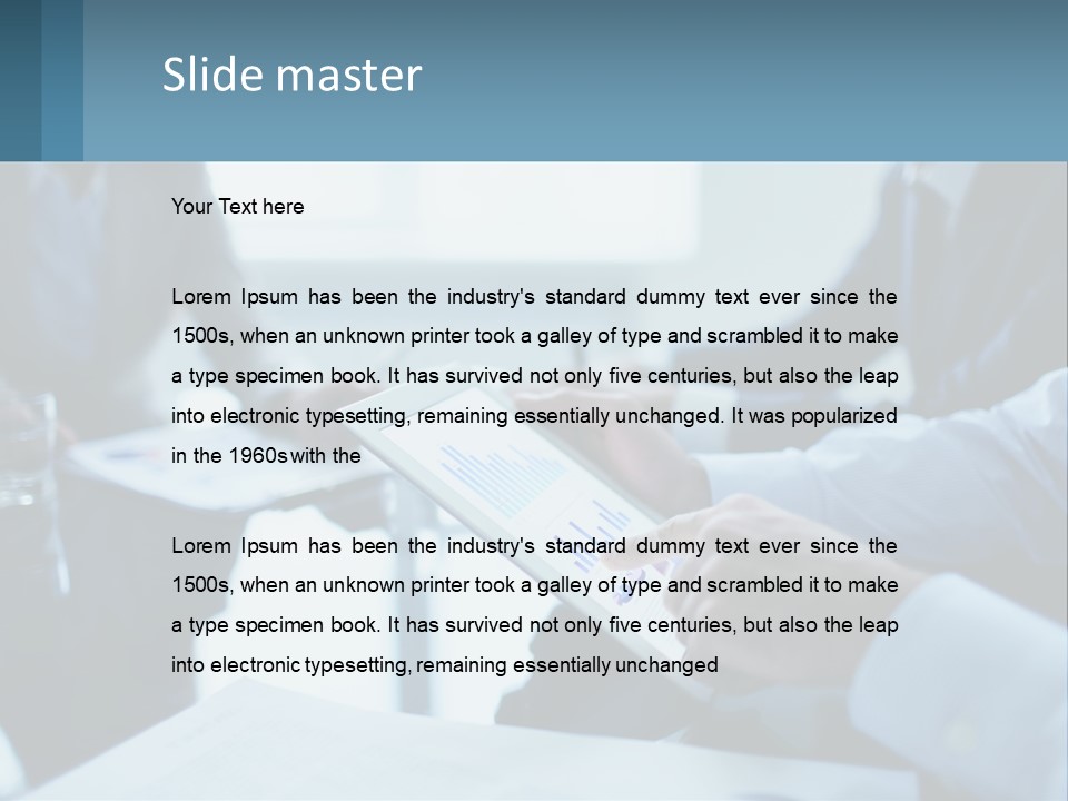 A Group Of People Sitting Around A Table With A Tablet PowerPoint Template