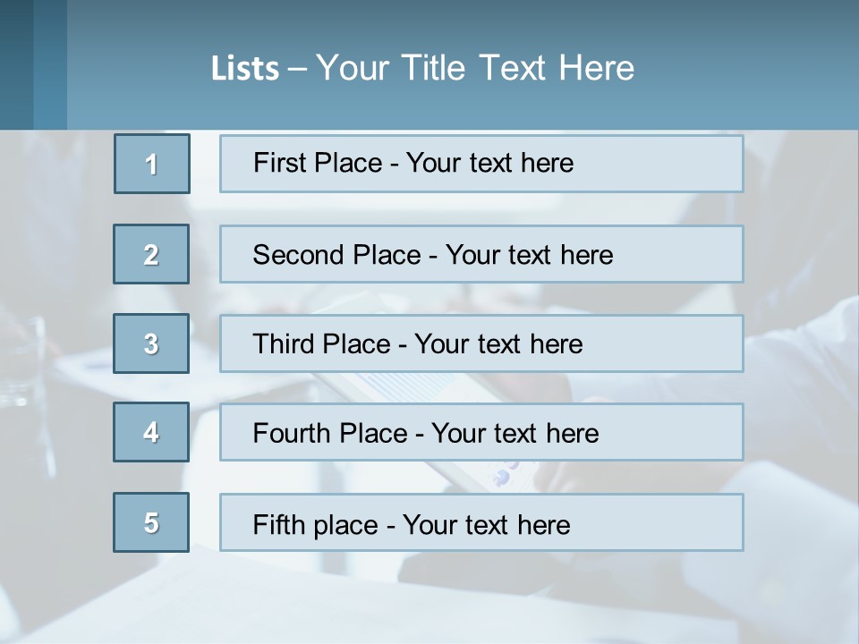 A Group Of People Sitting Around A Table With A Tablet PowerPoint Template