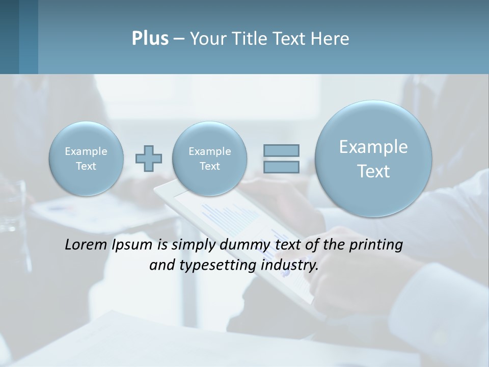 A Group Of People Sitting Around A Table With A Tablet PowerPoint Template