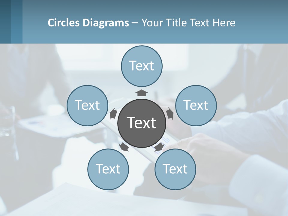 A Group Of People Sitting Around A Table With A Tablet PowerPoint Template