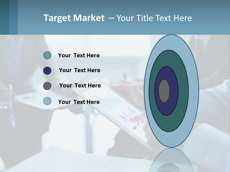 A Group Of People Sitting Around A Table With A Tablet PowerPoint Template