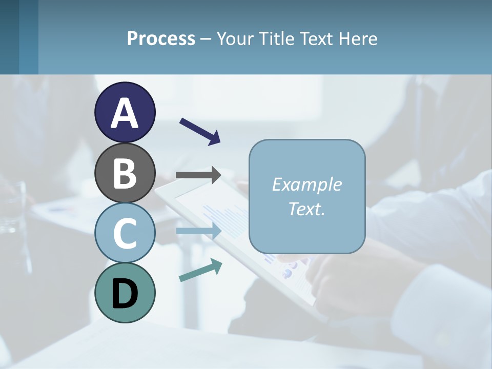 A Group Of People Sitting Around A Table With A Tablet PowerPoint Template