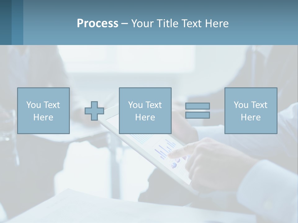 A Group Of People Sitting Around A Table With A Tablet PowerPoint Template