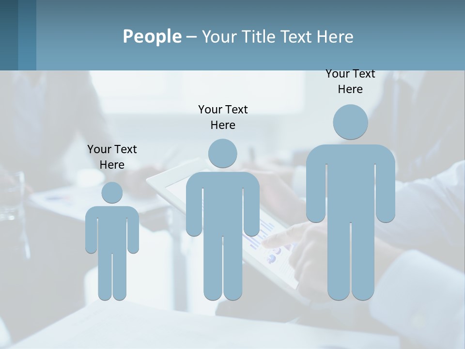 A Group Of People Sitting Around A Table With A Tablet PowerPoint Template