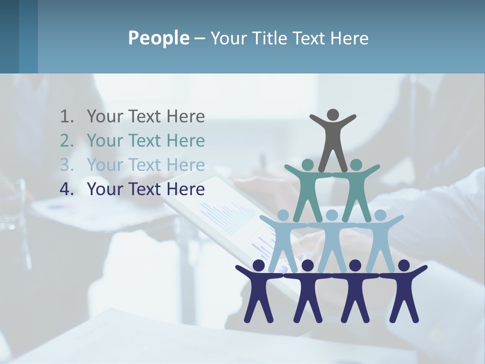 A Group Of People Sitting Around A Table With A Tablet PowerPoint Template