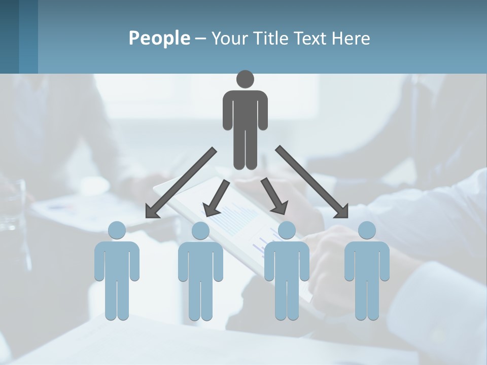 A Group Of People Sitting Around A Table With A Tablet PowerPoint Template