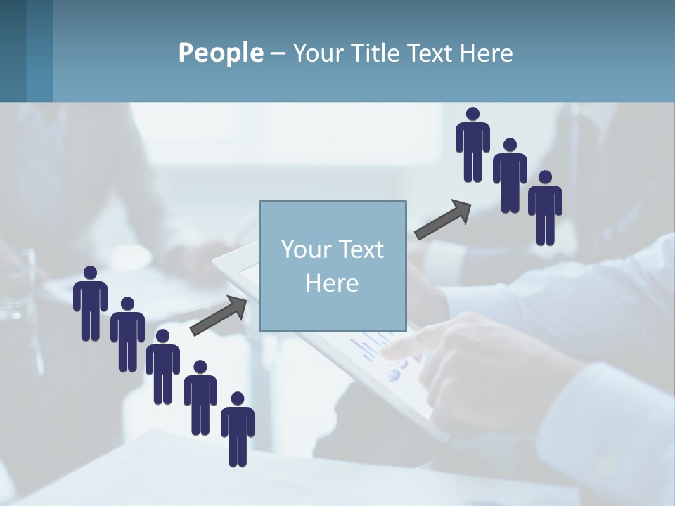 A Group Of People Sitting Around A Table With A Tablet PowerPoint Template