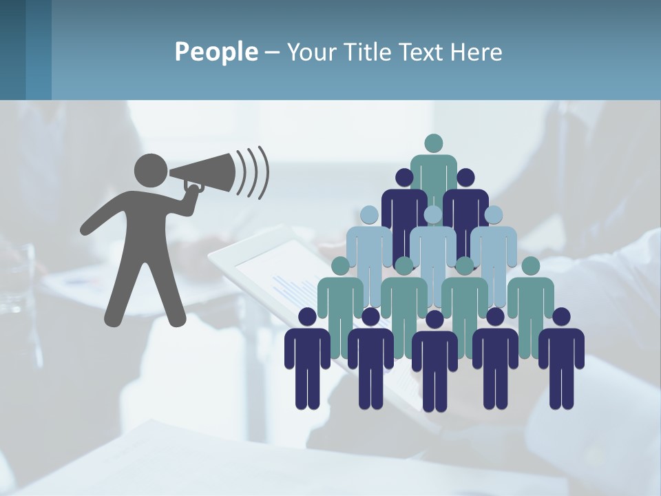 A Group Of People Sitting Around A Table With A Tablet PowerPoint Template