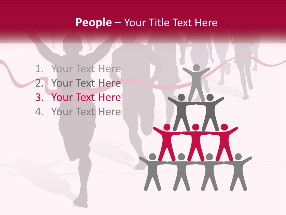 A Man Crossing The Finish Line With His Arms In The Air PowerPoint Template