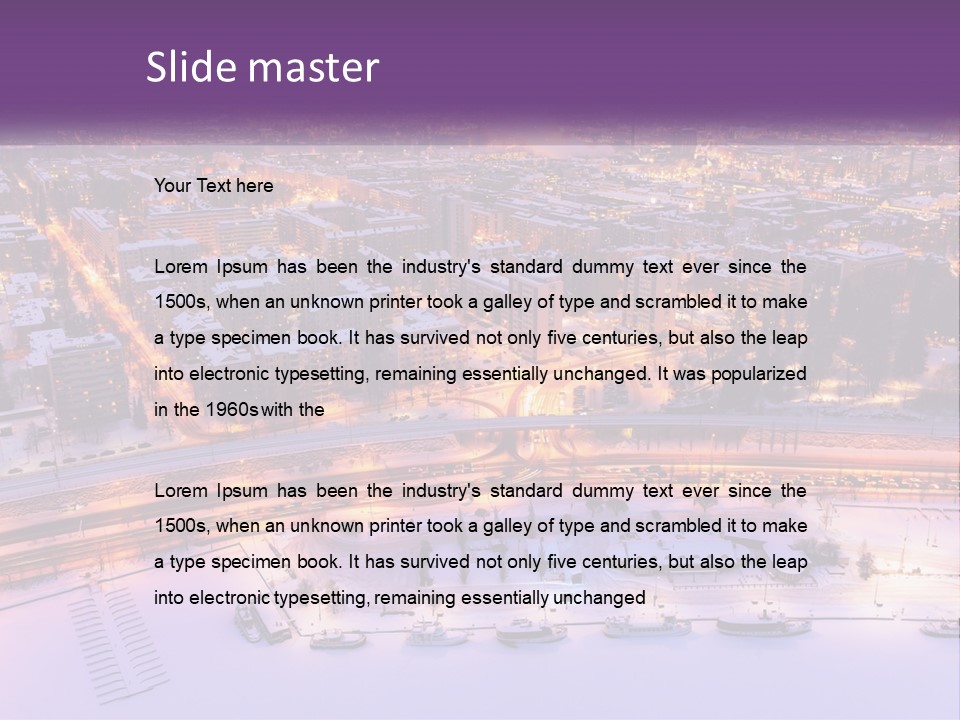 An Aerial View Of A City At Night PowerPoint Template