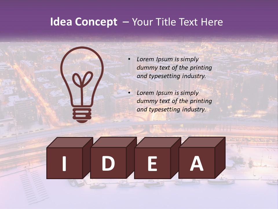 An Aerial View Of A City At Night PowerPoint Template