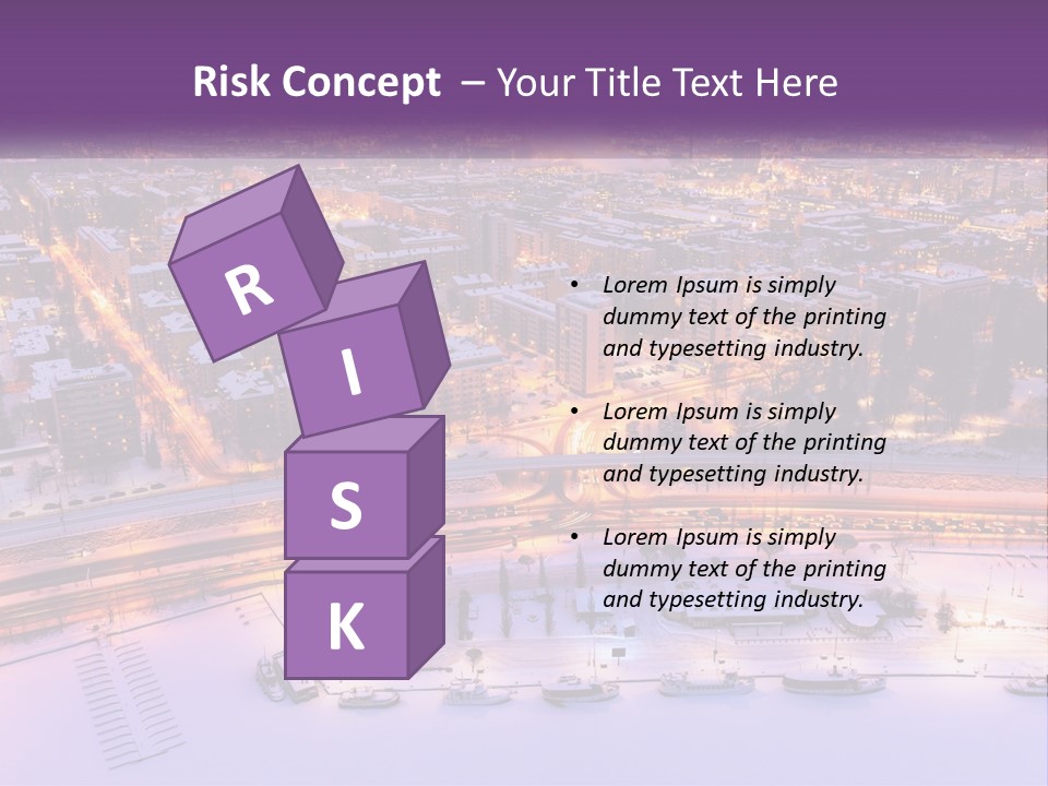 An Aerial View Of A City At Night PowerPoint Template