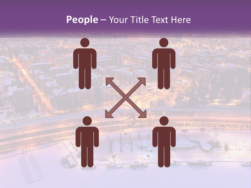 An Aerial View Of A City At Night PowerPoint Template