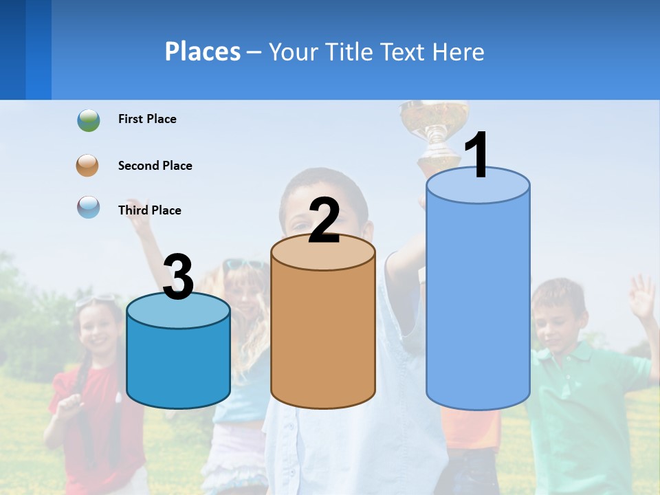 A Group Of Children Holding Up A Trophy PowerPoint Template