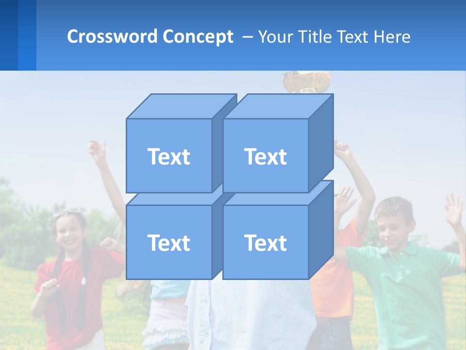 A Group Of Children Holding Up A Trophy PowerPoint Template