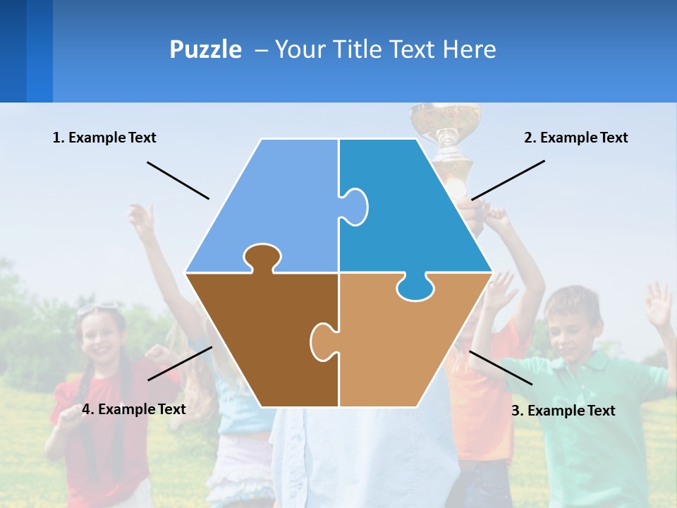 A Group Of Children Holding Up A Trophy PowerPoint Template