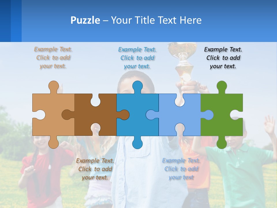 A Group Of Children Holding Up A Trophy PowerPoint Template