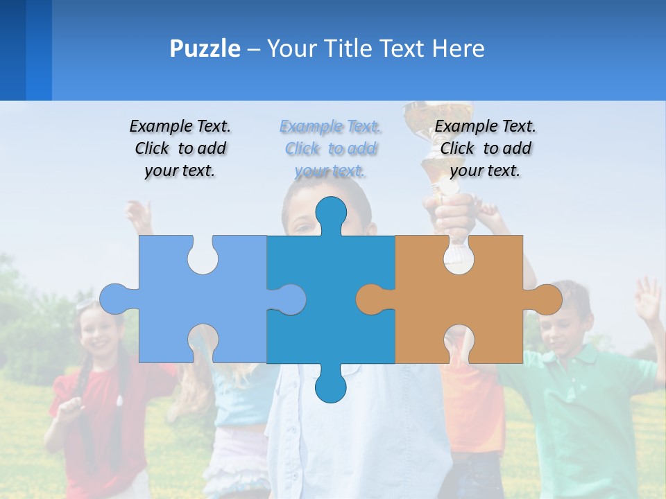 A Group Of Children Holding Up A Trophy PowerPoint Template