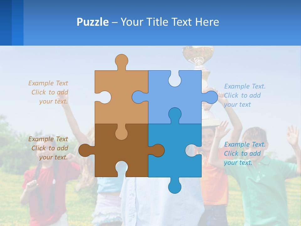 A Group Of Children Holding Up A Trophy PowerPoint Template