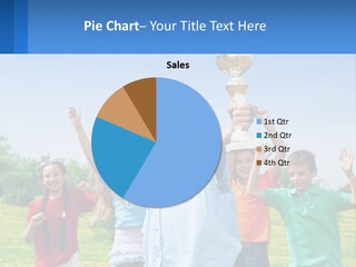 A Group Of Children Holding Up A Trophy PowerPoint Template