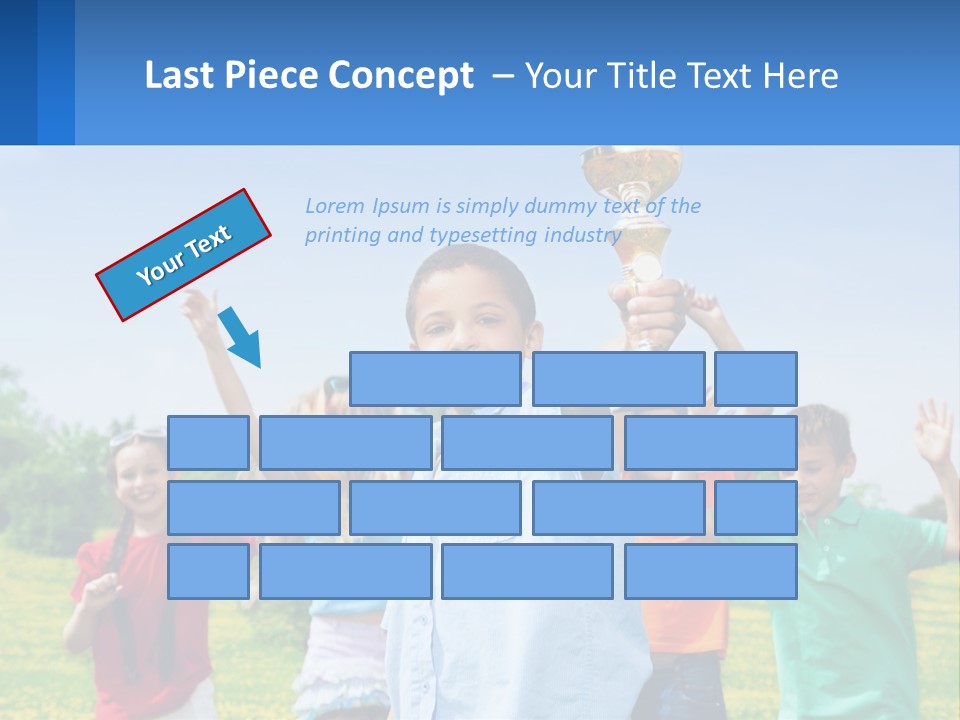 A Group Of Children Holding Up A Trophy PowerPoint Template