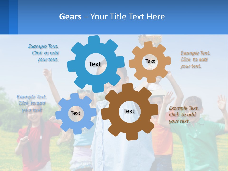 A Group Of Children Holding Up A Trophy PowerPoint Template