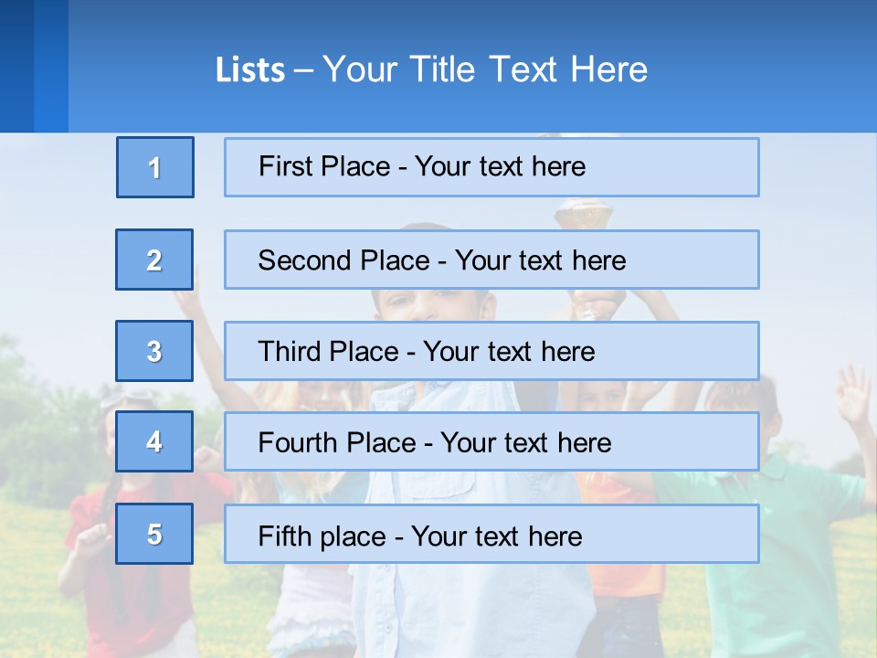 A Group Of Children Holding Up A Trophy PowerPoint Template