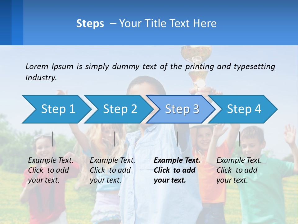 A Group Of Children Holding Up A Trophy PowerPoint Template