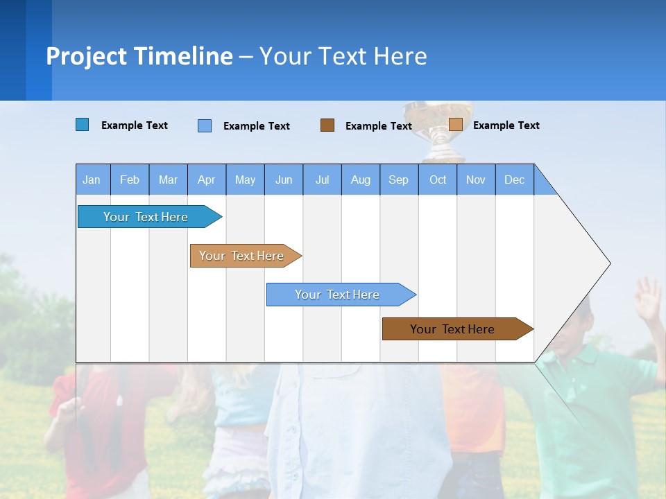 A Group Of Children Holding Up A Trophy PowerPoint Template