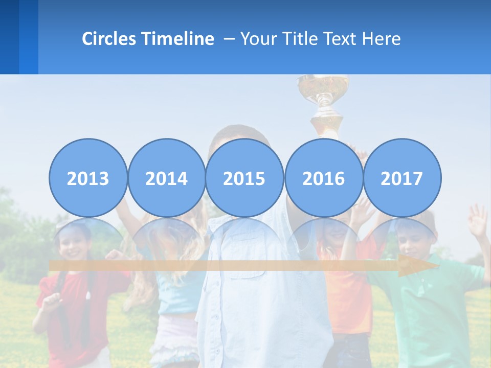 A Group Of Children Holding Up A Trophy PowerPoint Template