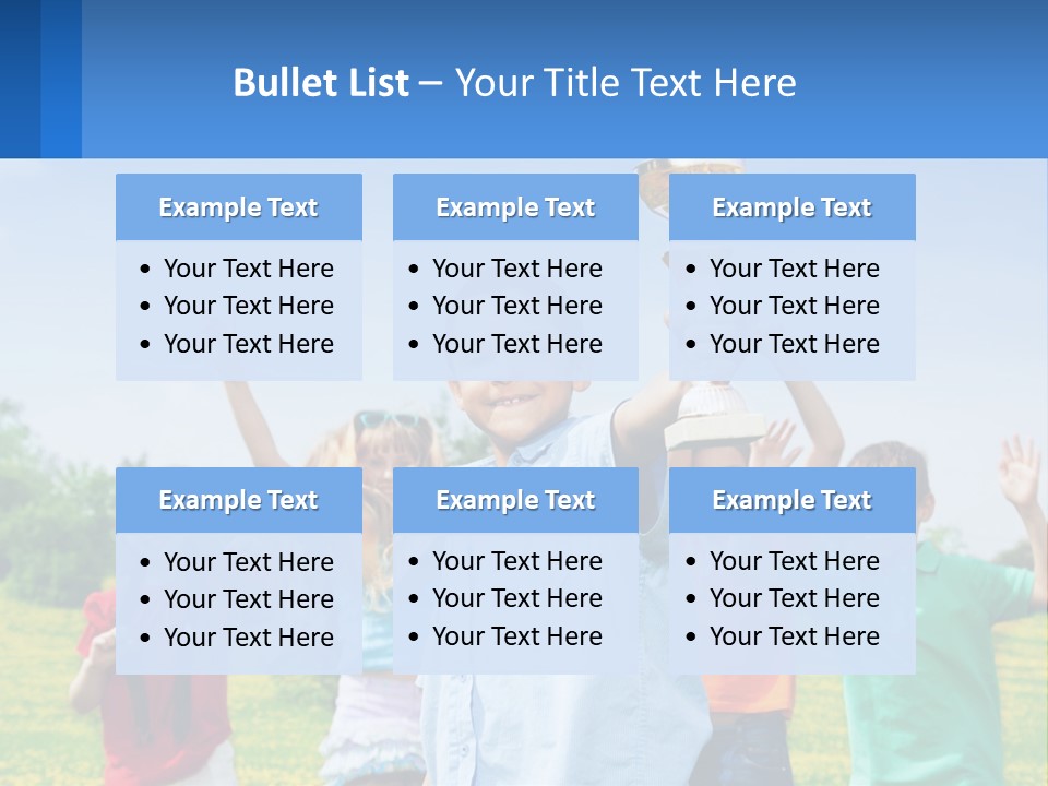 A Group Of Children Holding Up A Trophy PowerPoint Template