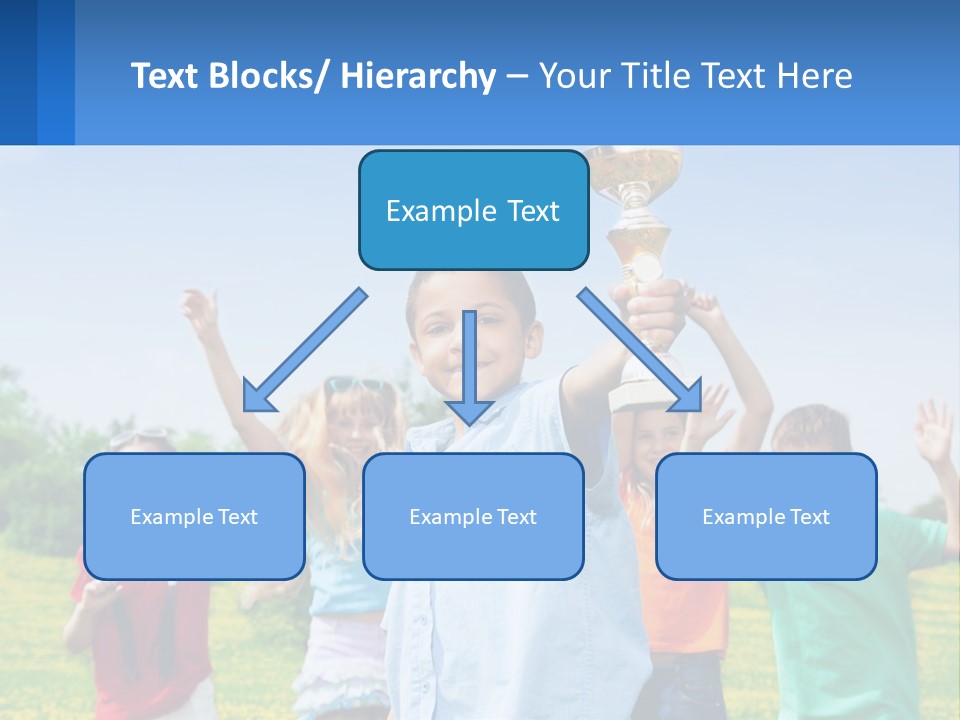 A Group Of Children Holding Up A Trophy PowerPoint Template