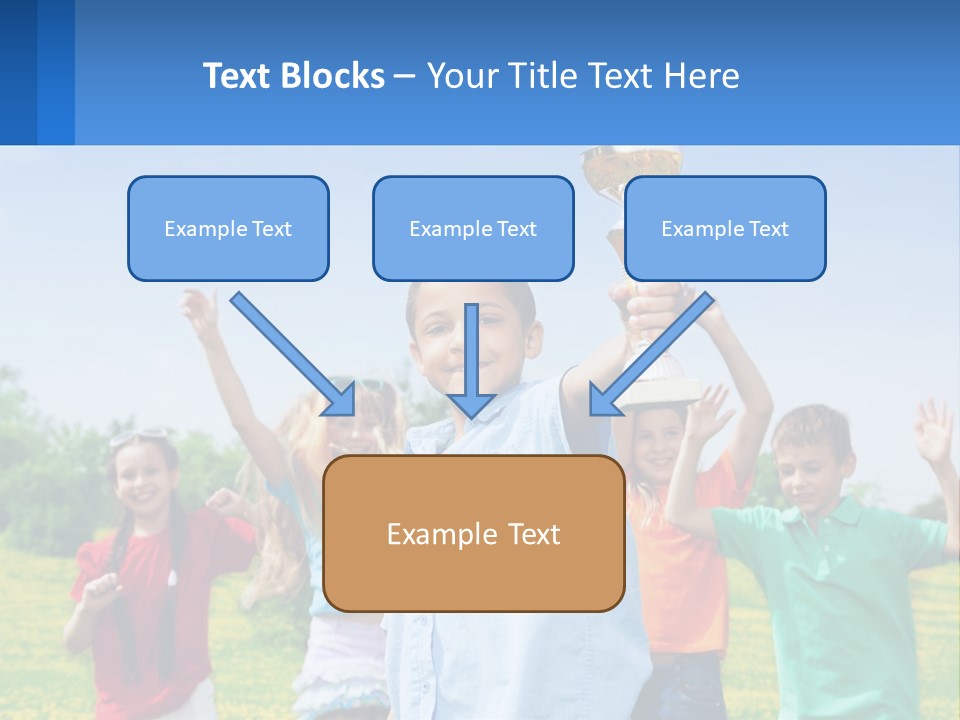 A Group Of Children Holding Up A Trophy PowerPoint Template