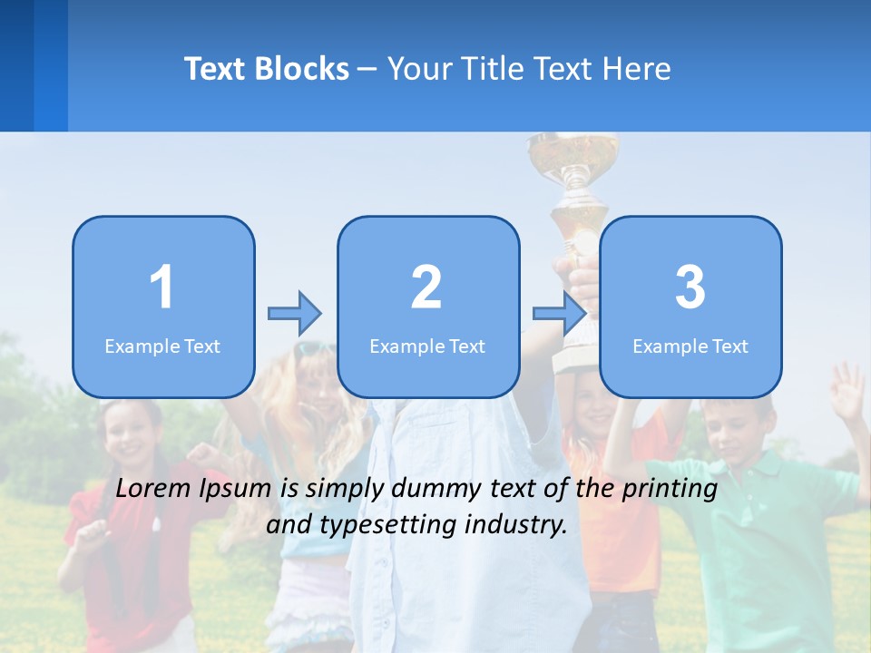 A Group Of Children Holding Up A Trophy PowerPoint Template