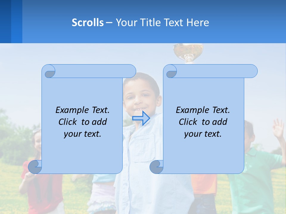 A Group Of Children Holding Up A Trophy PowerPoint Template