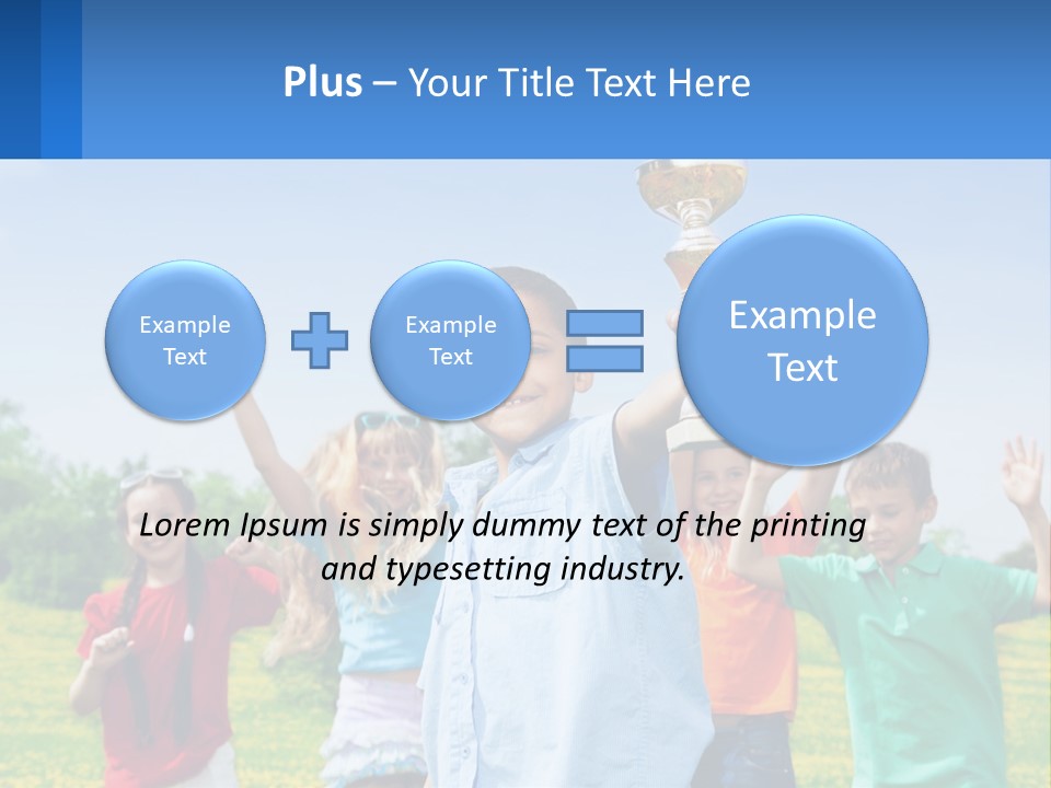 A Group Of Children Holding Up A Trophy PowerPoint Template