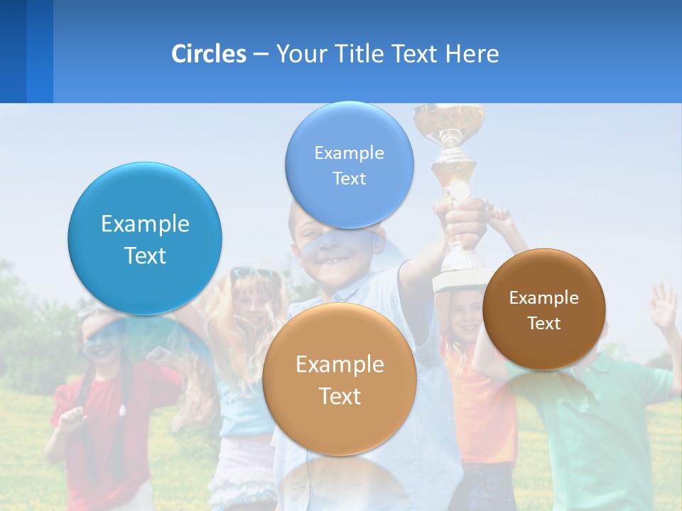 A Group Of Children Holding Up A Trophy PowerPoint Template