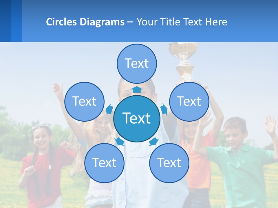 A Group Of Children Holding Up A Trophy PowerPoint Template