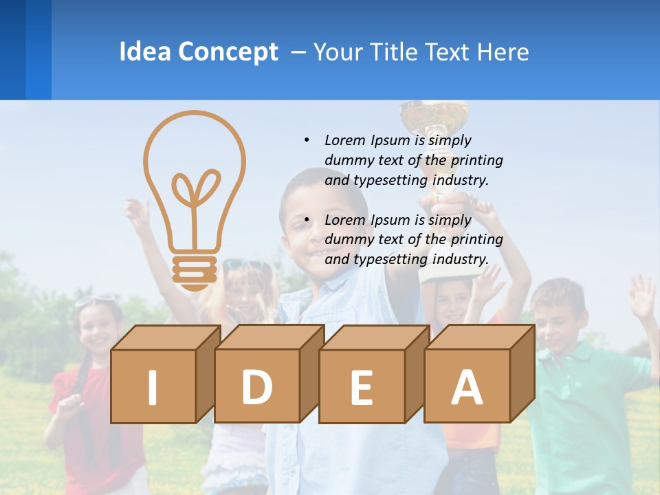 A Group Of Children Holding Up A Trophy PowerPoint Template