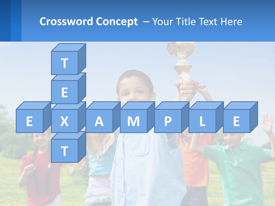 A Group Of Children Holding Up A Trophy PowerPoint Template